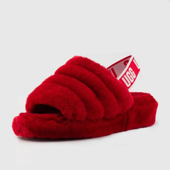 UGG Shoes - UGG FLUFF YEAH SLIDE SLIPPER RIBBON RED SIZE 8